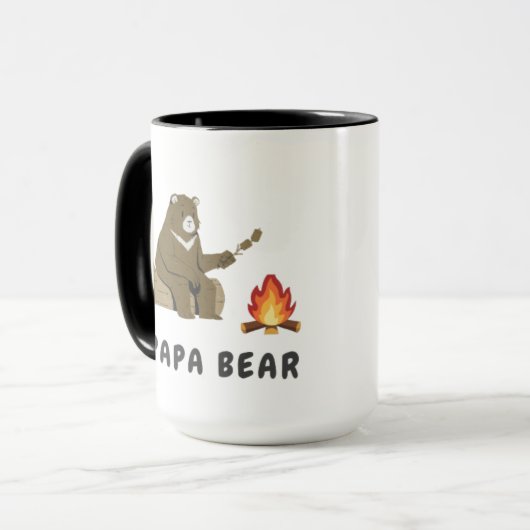 Papa Bear Campfire Art T-Shirt Design For Men マグカップ (正面左)