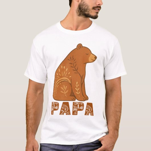 Papa Bear Classic Boho T-Shirt Tシャツ (正面)