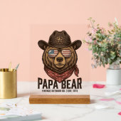 Papa Bear Cowboy Bear Patriotic Vintage Vector Des アクリルサイン (ウェディング)