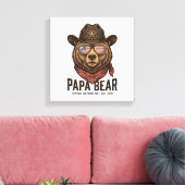 Papa Bear Cowboy Bear Patriotic Vintage Vector Des キャンバスプリント (インサイチュ (リビング))