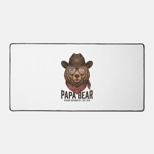 Papa Bear Cowboy Bear Patriotic Vintage Vector Des デスクマット (正面)