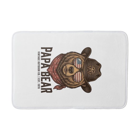 Papa Bear Cowboy Bear Patriotic Vintage Vector Des バスマット (正面)