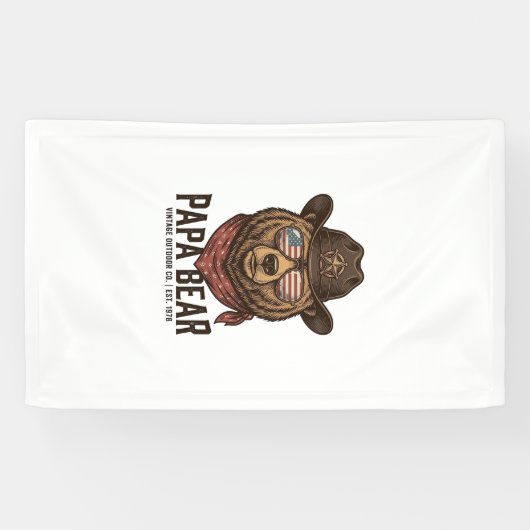Papa Bear Cowboy Bear Patriotic Vintage Vector Des 横断幕 (横)