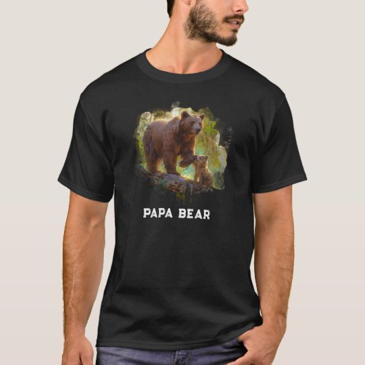 *~* PAPA BEAR CUB父の日の贈り物AP86アート Tシャツ (正面)