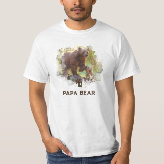 *~* PAPA BEAR Cub Art Father's Day Gift AP86 Tシャツ (正面)