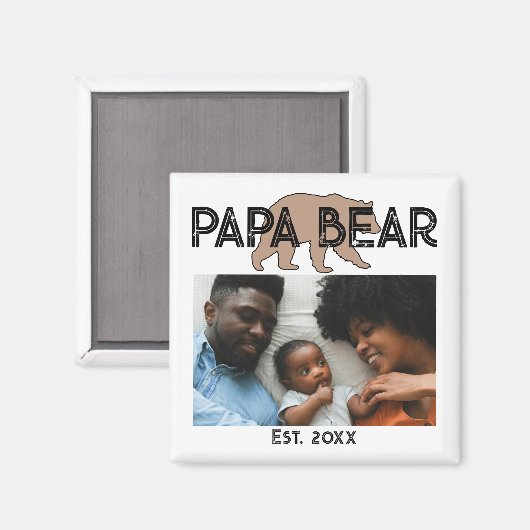 Papa Bear Father Year Established Photo マグネット (正面/裏面)