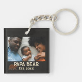 Papa Bear Father Year Established Photo Black キーホルダー (裏面)