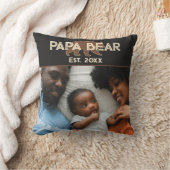 Papa Bear Father Year Established Photo Black クッション (ブランケット)