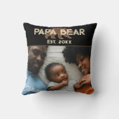 Papa Bear Father Year Established Photo Black クッション (裏面)