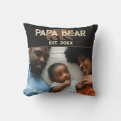 Papa Bear Father Year Established Photo Black クッション (正面)
