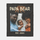Papa Bear Father Year Established Photo Black フリースブランケット (正面)