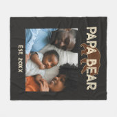Papa Bear Father Year Established Photo Black フリースブランケット (正面(横))