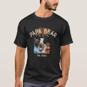 Papa Bear Father Year Established Photo Black Tシャツ (正面)