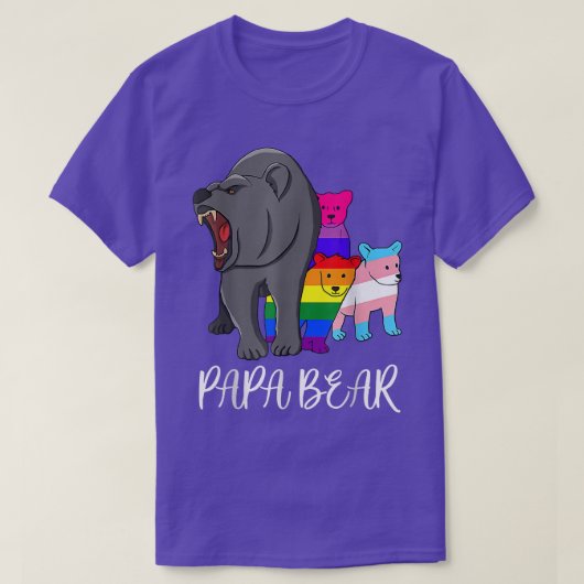 Papa bear LGBT Flag Gay Pride Month Transgender Tシャツ (デザイン正面)