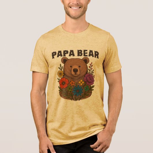 Papa Bear LGBTQ Pride Shirt: Rainbow Flag Dad Gift トライブレンドＴシャツ (正面)