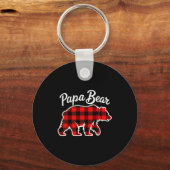 Papa Bear Pajama Red Buffalo Xmas Funny Family Chr キーホルダー (正面)
