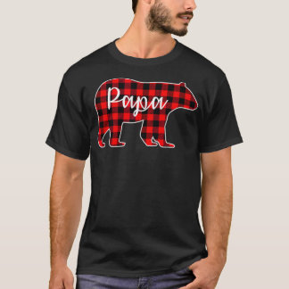Papa Bear Red Plaid Family Matching Christmas Paja Tシャツ