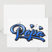 Papa blue Heart Graffiti Karte (正面/裏面)