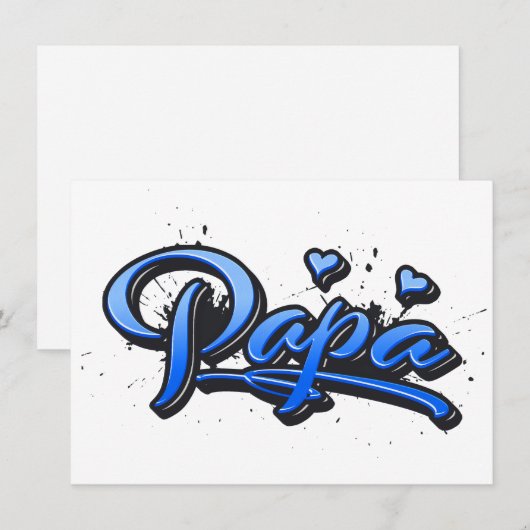Papa blue Heart Graffiti Karte (正面/裏面)