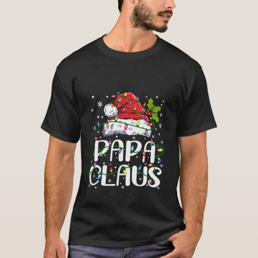 Papa Claus Christmas Lights Pajama Family Matching Tシャツ (正面)