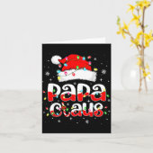 Papa Claus Funny Christmas Lights Pajama Family Ma カード (黄色い花)