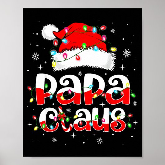 Papa Claus Funny Christmas Lights Pajama Family Ma ポスター (正面)