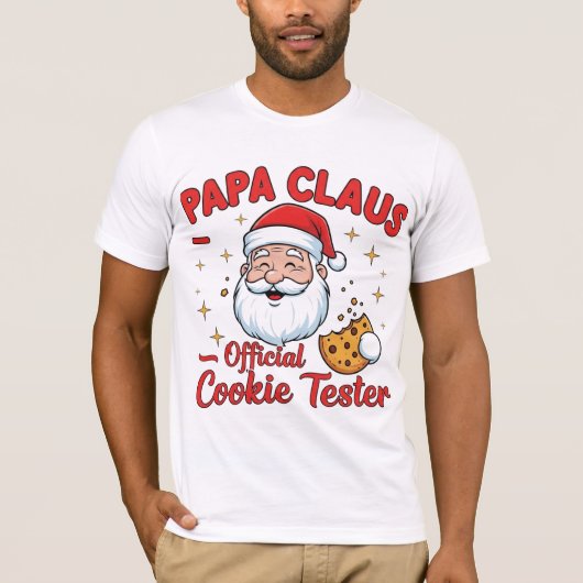 Papa Claus – Official Cookie Tester | Funny Christ Tシャツ (正面)