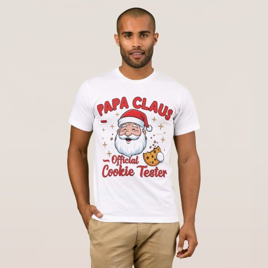 Papa Claus – Official Cookie Tester | Funny Christ Tシャツ (正面フル)