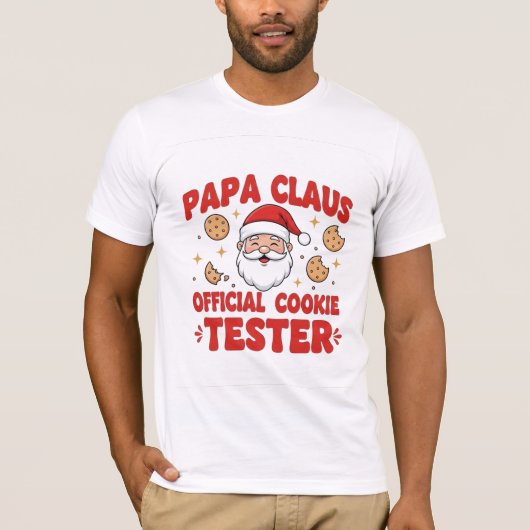 Papa Claus – Official Cookie Tester | Funny Christ Tシャツ (正面)