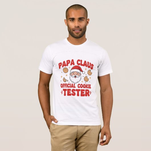 Papa Claus – Official Cookie Tester | Funny Christ Tシャツ (正面フル)