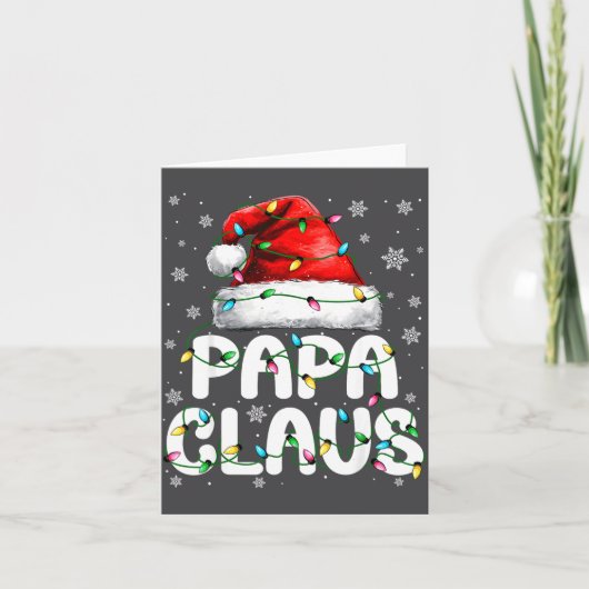 Papa Claus Santa Hat Christmas Lights Pajama Famil カード (正面)