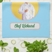 Papa Clause Chef Personalized Photo and Name Gift キッチンタオル (折り畳み)