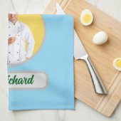 Papa Clause Chef Personalized Photo and Name Gift キッチンタオル (四つ折り)