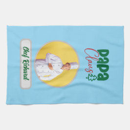 Papa Clause Chef Personalized Photo and Name Gift キッチンタオル