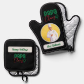 Papa Clause Chef Personalized Photo and Name Gift 鍋つかみ&鍋敷きセット (正面/裏面)