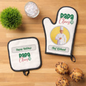 Papa Clause Chef Personalized Photo and Name Gift 鍋つかみ&鍋敷きセット (トップダウン)