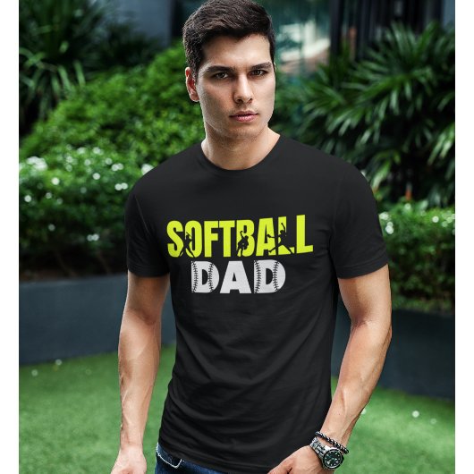 Papa de Softball Linda Letras verdes Softball dad Tシャツ
