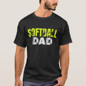 Papa de Softball Linda Letras verdes Softball dad Tシャツ (正面)