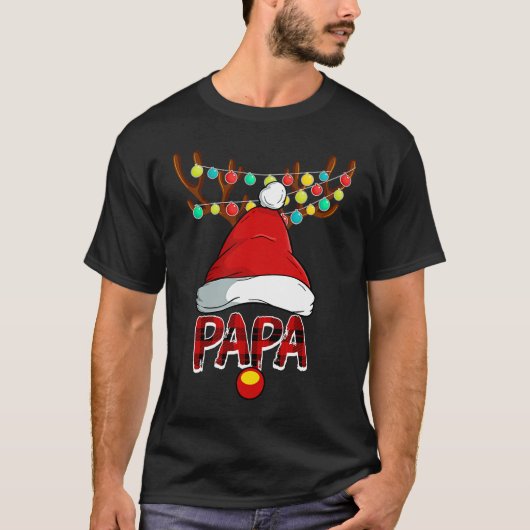 Papa Deer Matching Family Christmas Reindeer Face Tシャツ (正面)