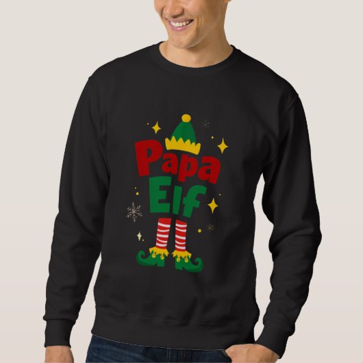 Papa Elf Christmas Family Pajama Design スウェットシャツ (正面)