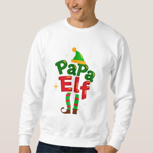 Papa Elf Christmas Family Pajama Design スウェットシャツ (正面)