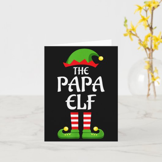 Papa Elf Family Matching Group Christmas Dad  カード (黄色い花)