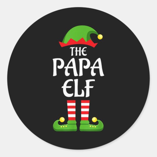 Papa Elf Family Matching Group Christmas Dad ラウンドシール (正面)