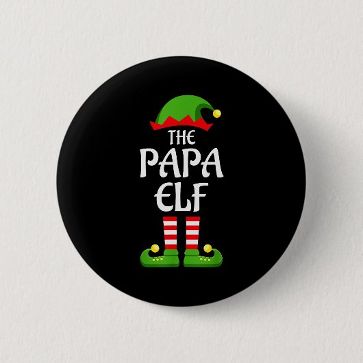 Papa Elf Family Matching Group Christmas Dad  缶バッジ (正面)