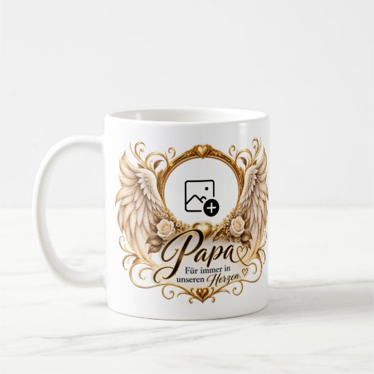 Papa - Erinnerungstasse mit Foto コーヒーマグカップ (左)
