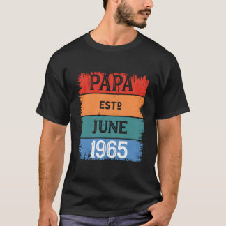 Papa Est June 1965 Proud Grandpa Best Dad Top Lege Tシャツ
