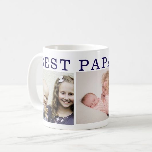 Papa Ever最高の - 3カスタム-Photo Collage Coffee Mug コーヒーマグカップ (正面左)