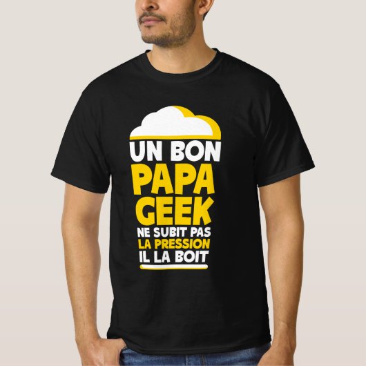 Papa Geek Bière Pression Tシャツ (正面)