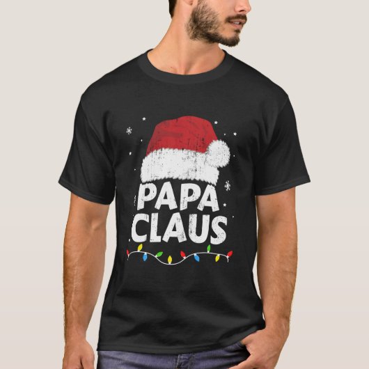 Papa Grandpa Claus Lights Family Pajama Tシャツ (正面)