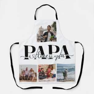 Papa I Love Youフォトコラージュカスタム写真 エプロン